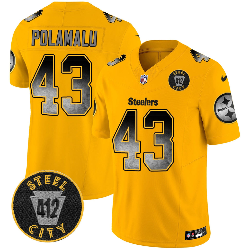 Men's Steelers Arch Smoke 412 Patch Vapor Limited Jersey - All Stitched
