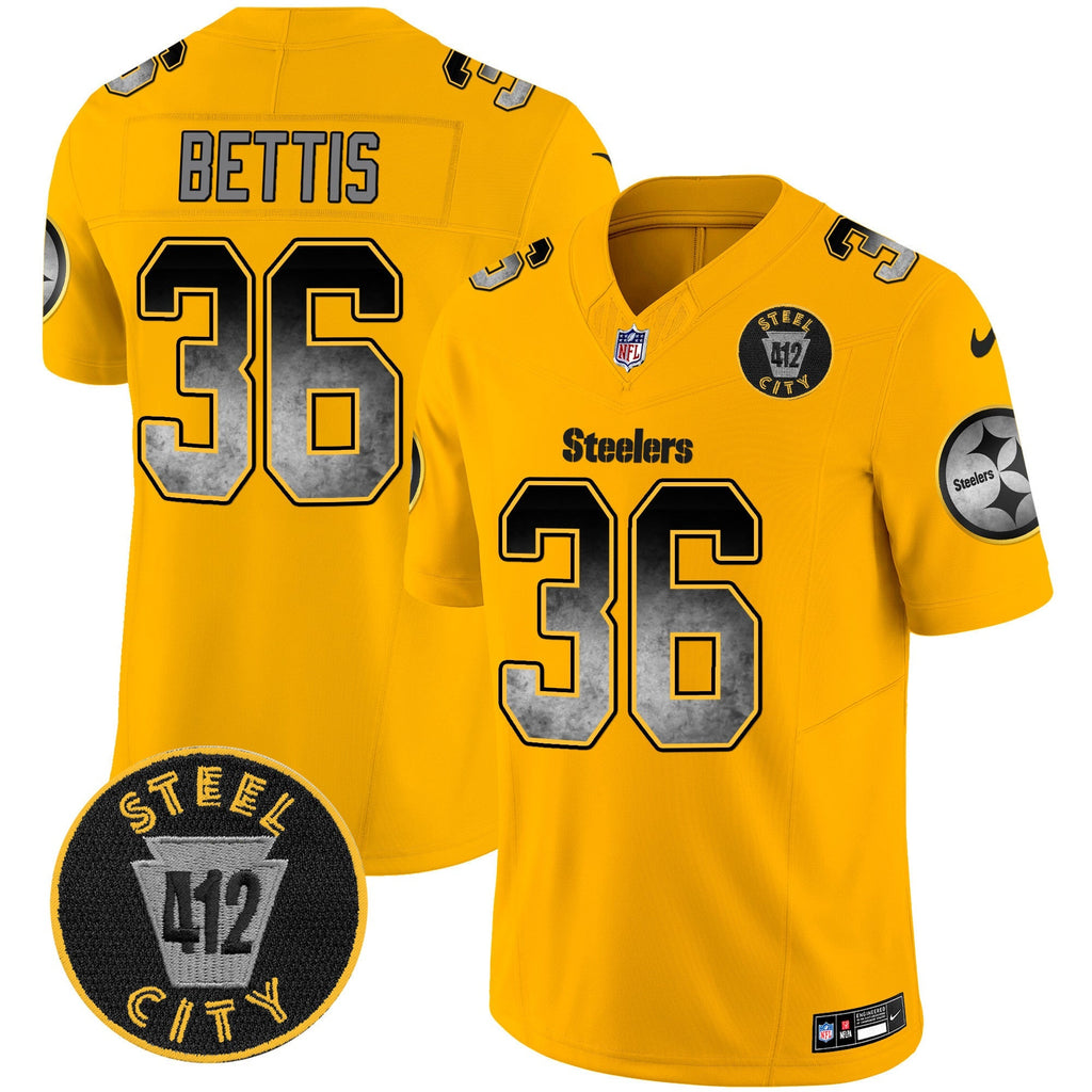 Men's Steelers Arch Smoke 412 Patch Vapor Limited Jersey - All Stitched