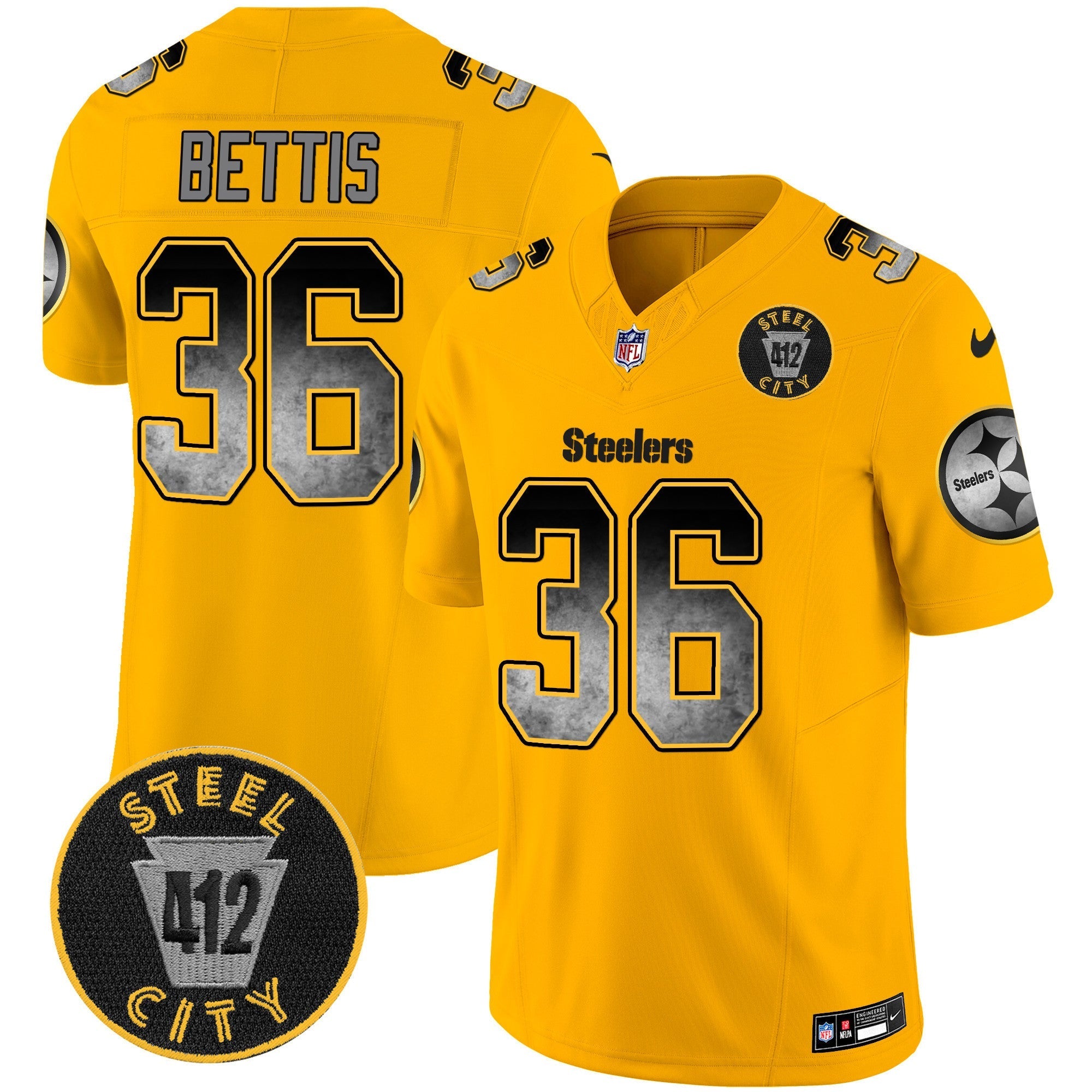 Men's Steelers Arch Smoke 412 Patch Vapor Limited Jersey - All Stitched