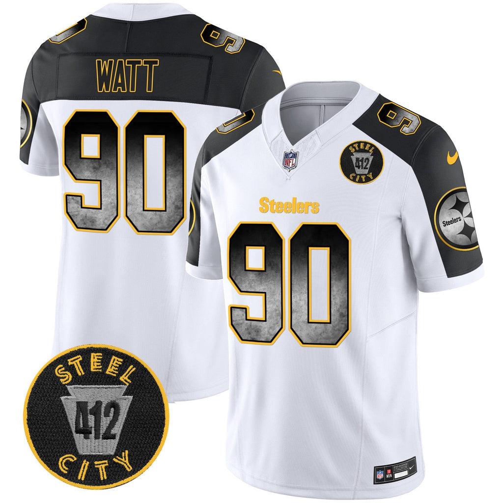 Men's Steelers Arch Smoke 412 Patch Vapor Limited Jersey - All Stitched