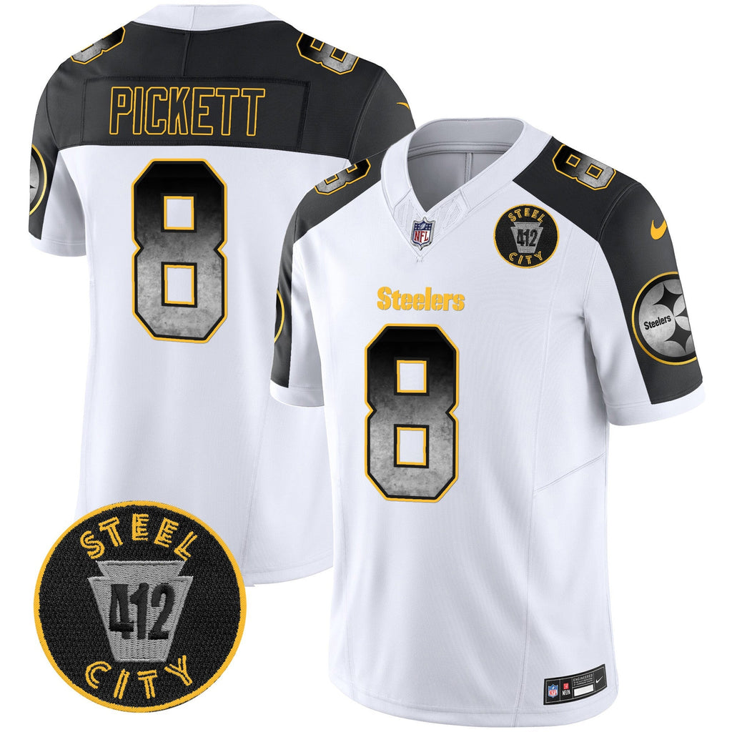 Men's Steelers Arch Smoke 412 Patch Vapor Limited Jersey - All Stitched