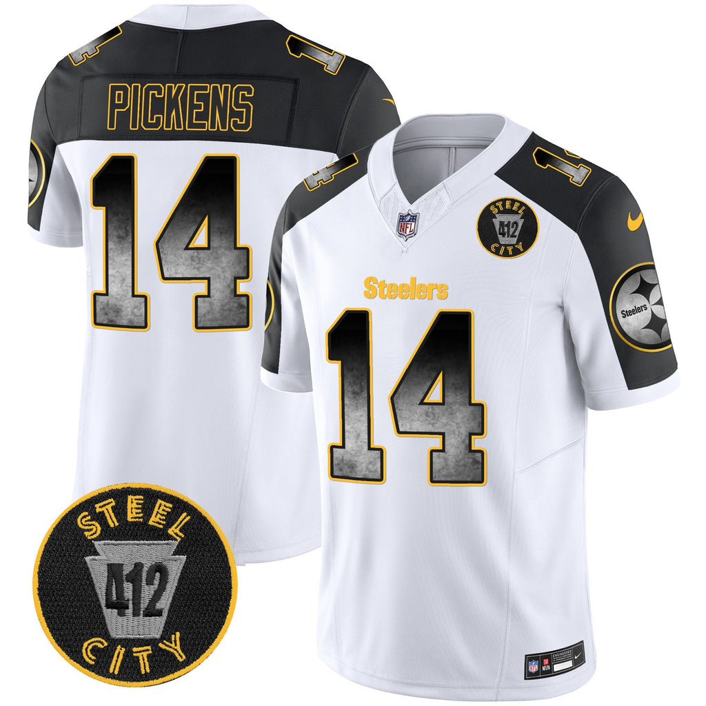 Men's Steelers Arch Smoke 412 Patch Vapor Limited Jersey - All Stitched