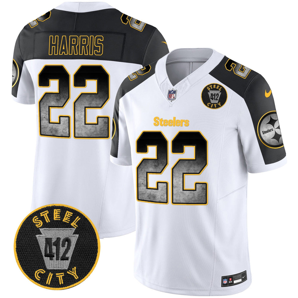Men's Steelers Arch Smoke 412 Patch Vapor Limited Jersey - All Stitched