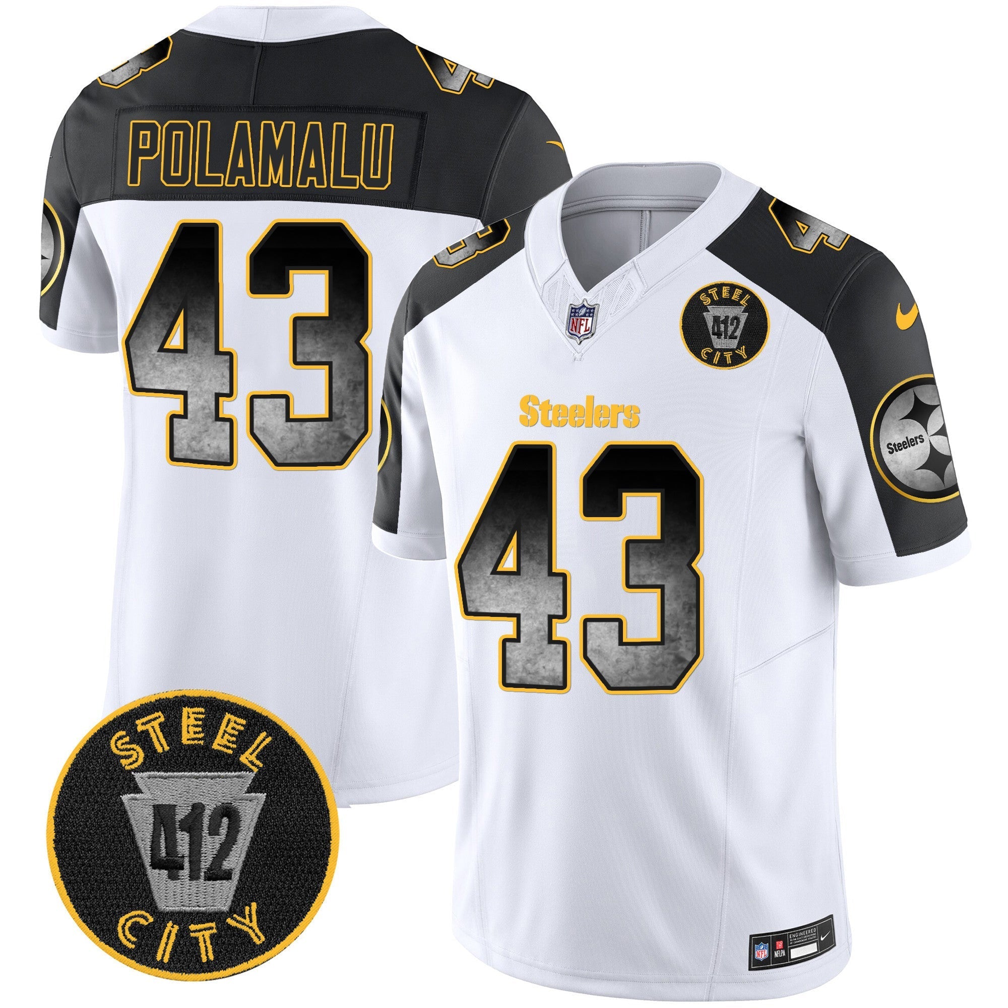 Men's Steelers Arch Smoke 412 Patch Vapor Limited Jersey - All Stitched