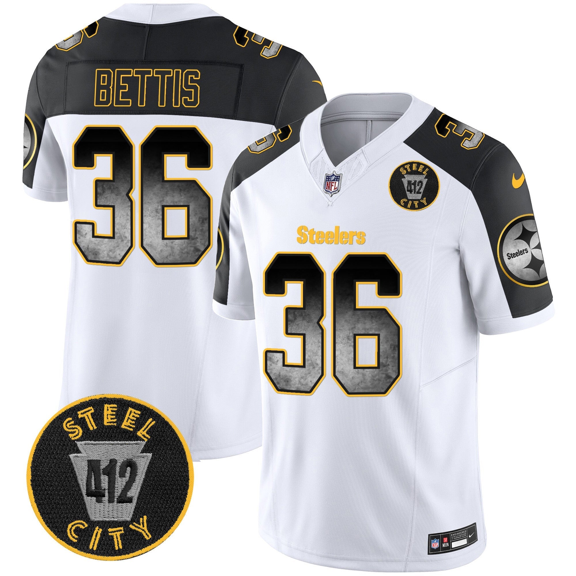 Men's Steelers Arch Smoke 412 Patch Vapor Limited Jersey - All Stitched