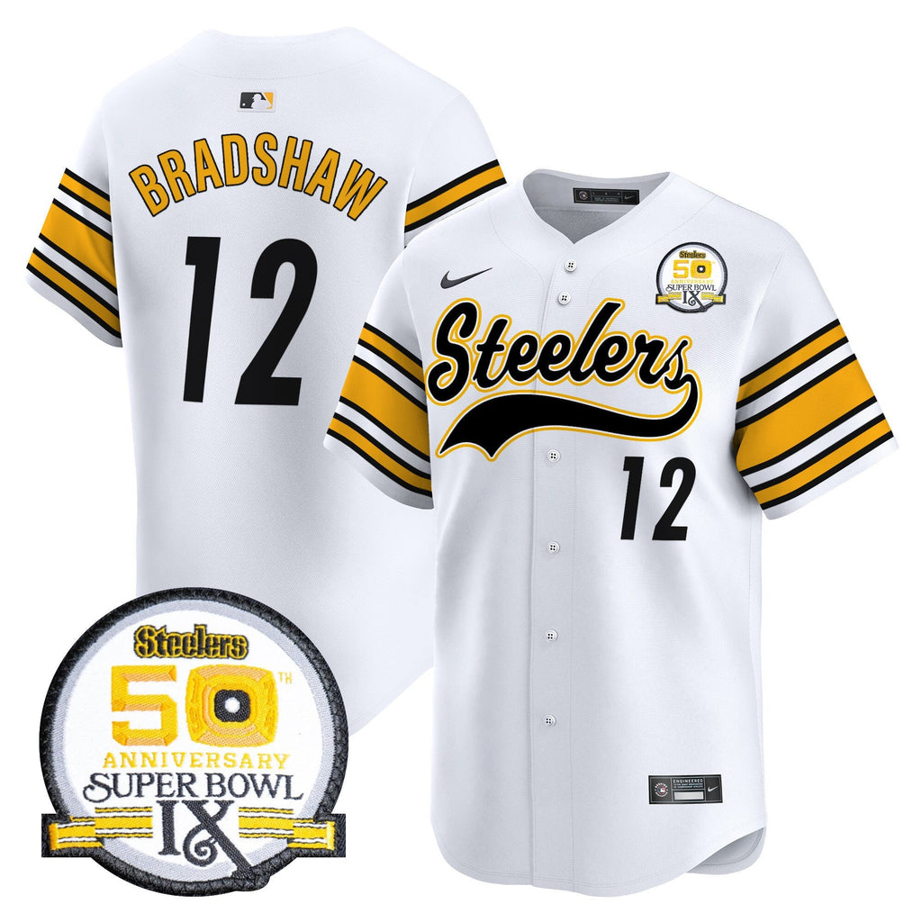 Men's Steelers 50th Anniversary Of Super Bowl IX Patch Vapor Premier Baseball Jersey - All Stitched