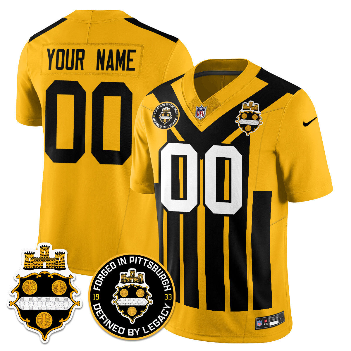 Men's Pittsburgh Steelers Alternate 1933 Throwback Limited Jersey - All Stitched