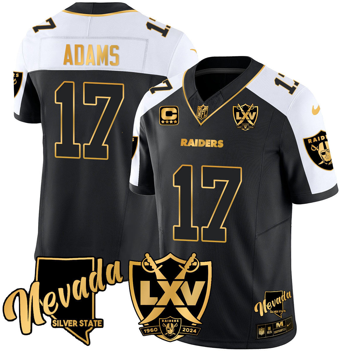 Men's Raiders 2024 Vapor Limited Gold Jersey - 65th Anniversary - All Stitched