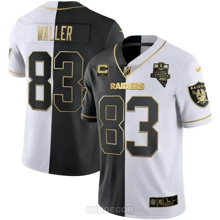 MEN'S LAS VEGAS RAIDERS INAUGURAL SEASON PATCH BLACK SILVER JERSEY - ALL STITCHED