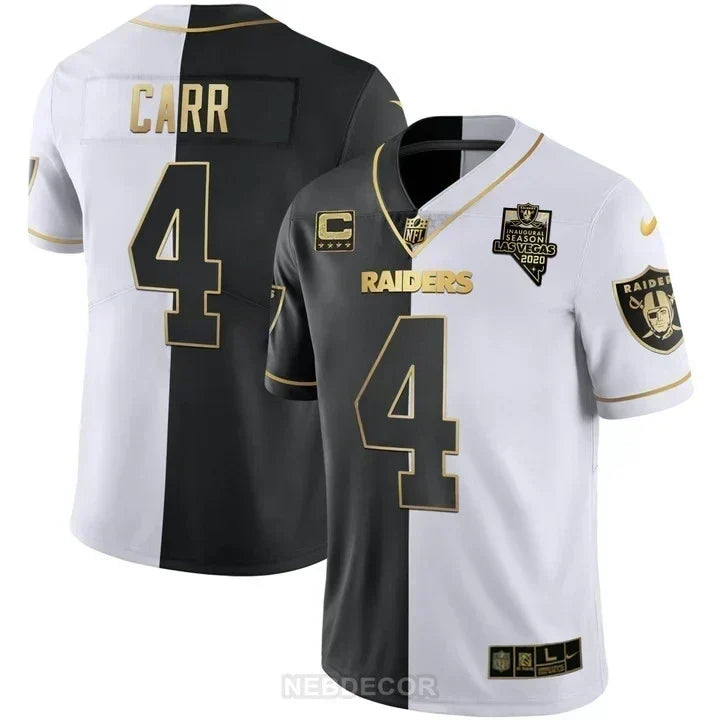 MEN'S LAS VEGAS RAIDERS INAUGURAL SEASON PATCH BLACK SILVER JERSEY - ALL STITCHED