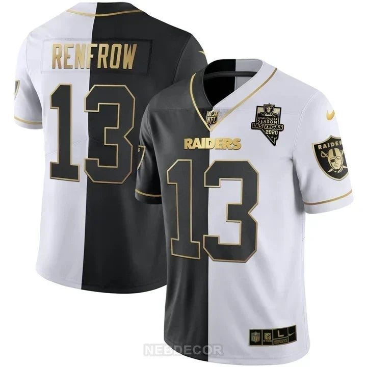 MEN'S LAS VEGAS RAIDERS INAUGURAL SEASON PATCH BLACK SILVER JERSEY - ALL STITCHED