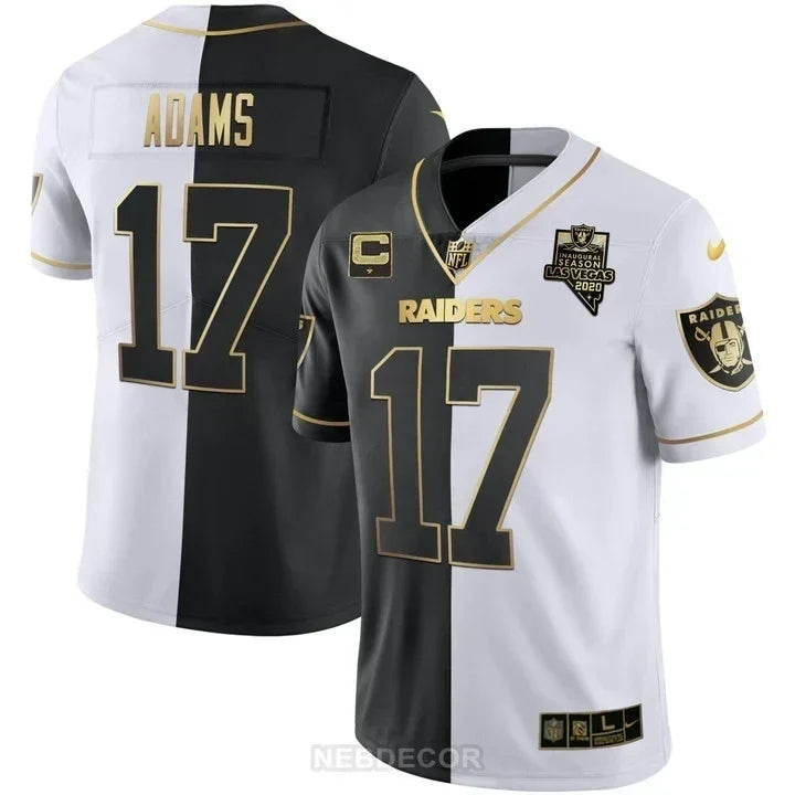 MEN'S LAS VEGAS RAIDERS INAUGURAL SEASON PATCH BLACK SILVER JERSEY - ALL STITCHED