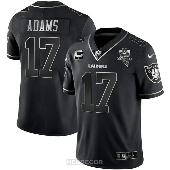 MEN'S LAS VEGAS RAIDERS INAUGURAL SEASON PATCH BLACK SILVER JERSEY - ALL STITCHED