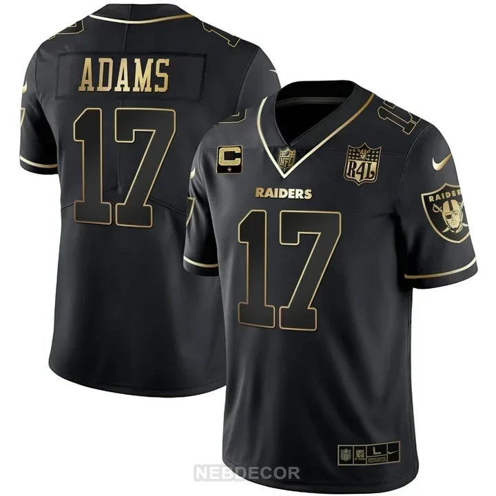 MEN'S LAS VEGAS RAIDERS RAIDER4LIFE PATCH WHITE GOLD AND BLACK GOLD JERSEY - ALL STITCHED