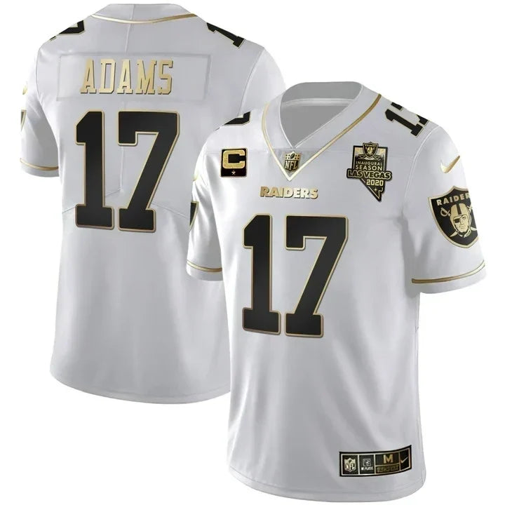 MEN'S LAS VEGAS RAIDERS INAUGURAL SEASON PATCH WHITE GOLD JERSEY - ALL STITCHED