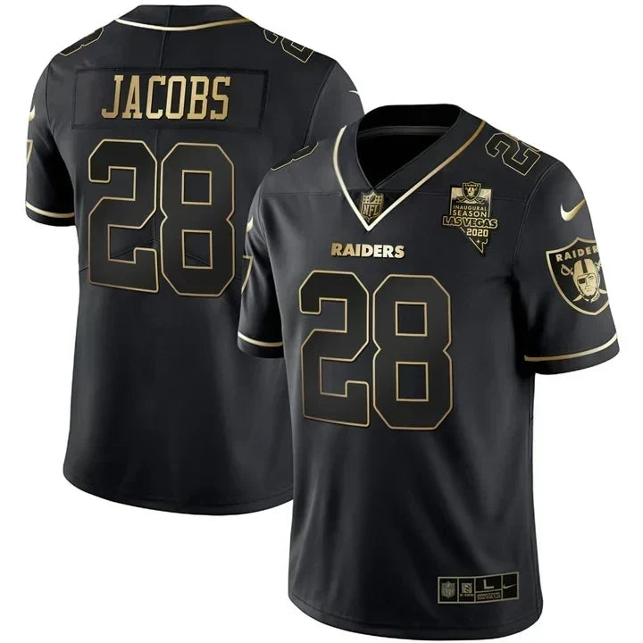 MEN'S LAS VEGAS RAIDERS INAUGURAL SEASON PATCH WHITE GOLD JERSEY - ALL STITCHED