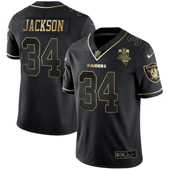 MEN'S LAS VEGAS RAIDERS INAUGURAL SEASON PATCH WHITE GOLD JERSEY - ALL STITCHED