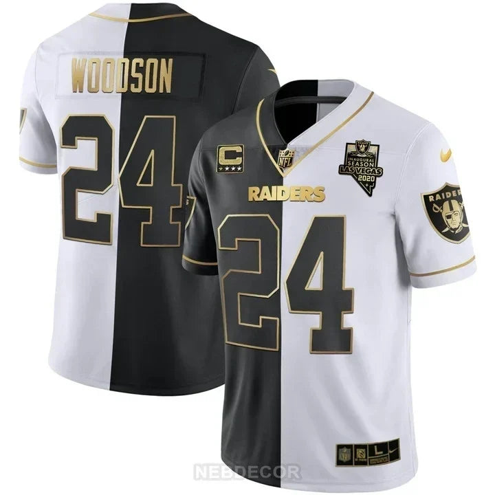 MEN'S LAS VEGAS RAIDERS INAUGURAL SEASON PATCH WHITE GOLD JERSEY - ALL STITCHED