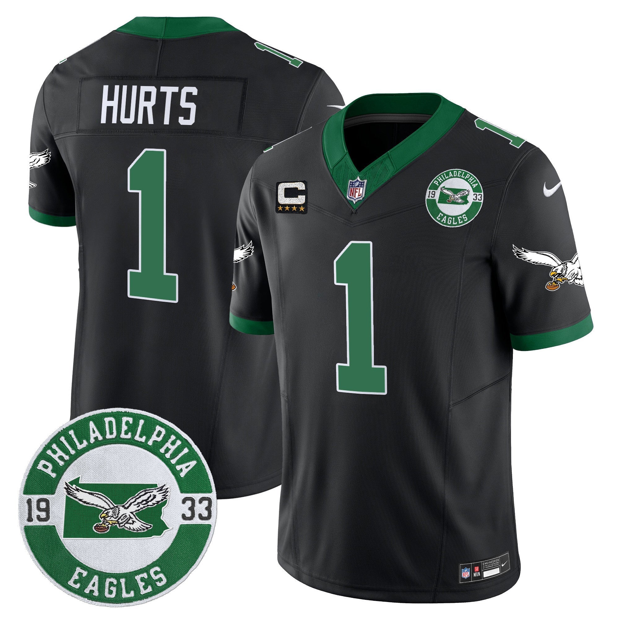 Men's Philadelphia Eagles 2024 Throwback Vapor Limited Jersey - Est. 1933 Patch - All Stitched