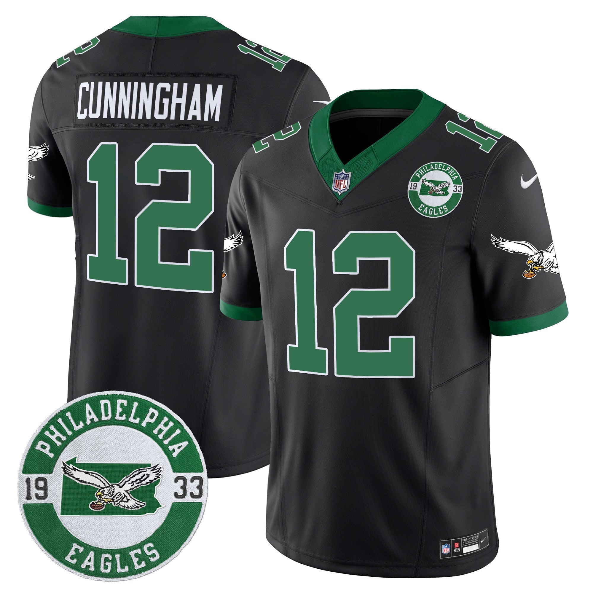 Men's Philadelphia Eagles 2024 Throwback Vapor Limited Jersey - Est. 1933 Patch - All Stitched