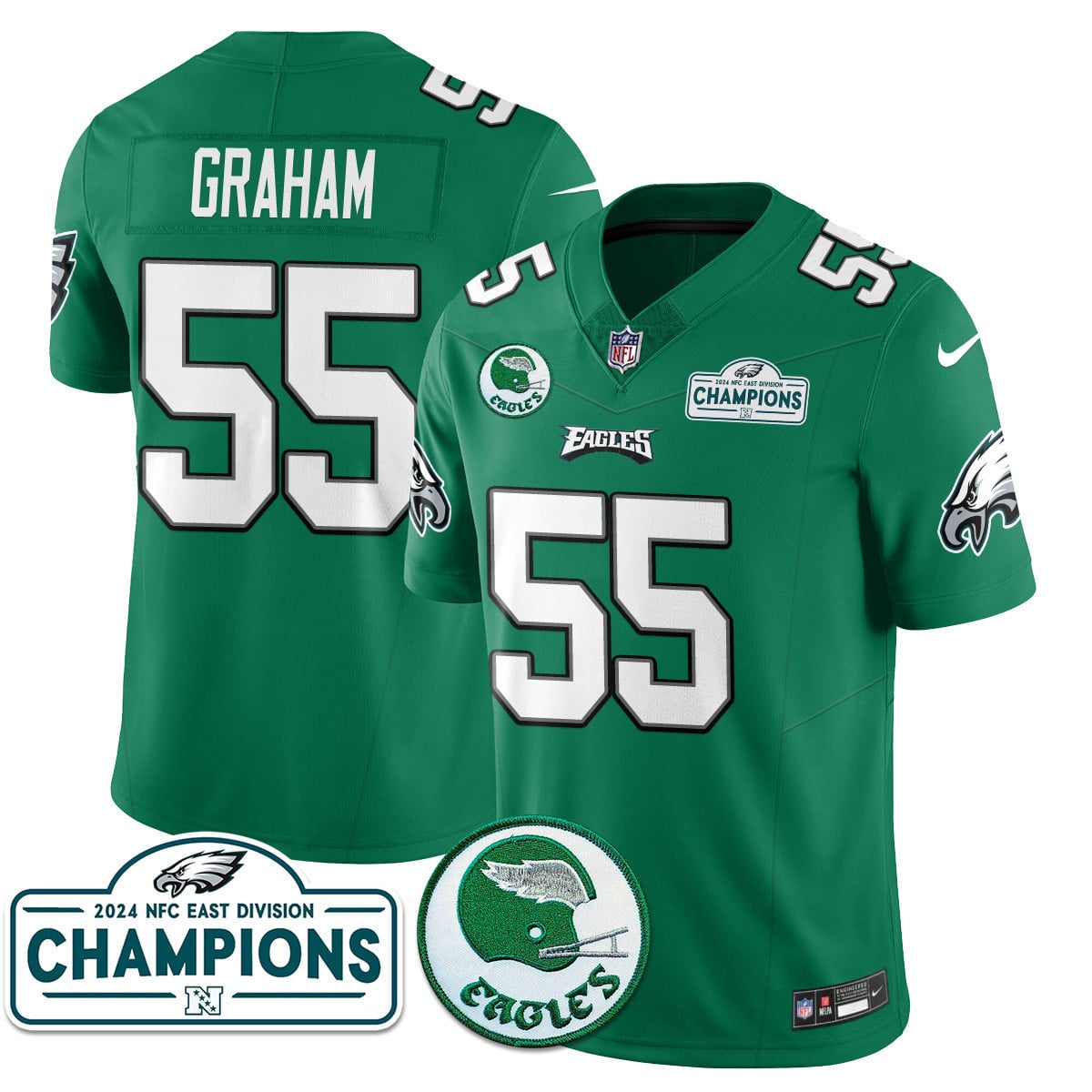 Men's Philadelphia Eagles 2024 NFC East Division Champions Jersey N2 - All Stitched