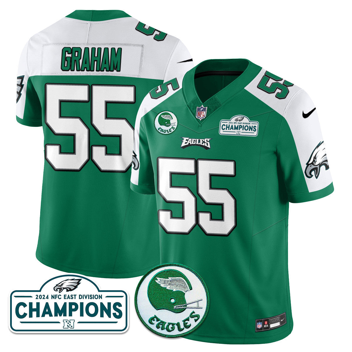 Men's Philadelphia Eagles 2024 NFC East Division Champions Jersey N2 - All Stitched