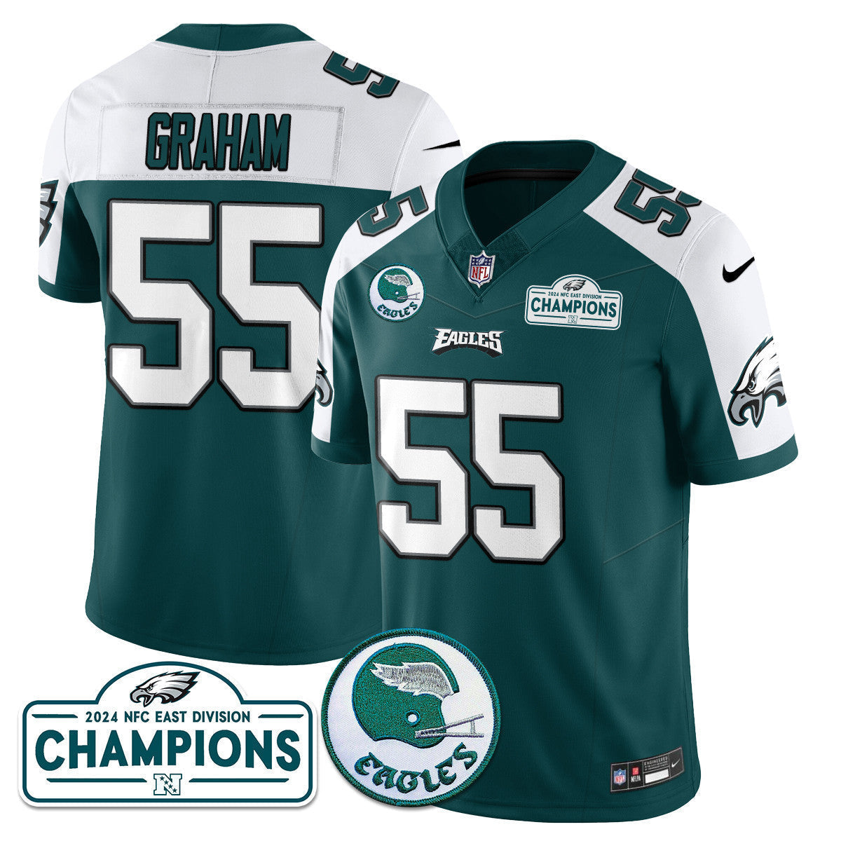 Men's Philadelphia Eagles 2024 NFC East Division Champions Jersey N2 - All Stitched