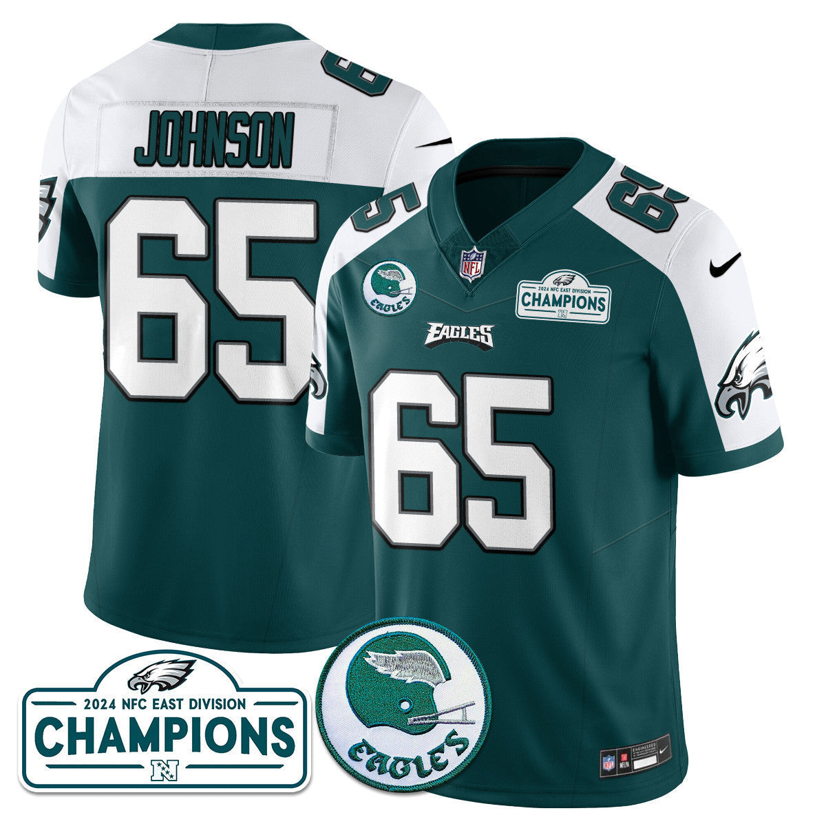 Men's Philadelphia Eagles 2024 NFC East Division Champions Jersey N2 - All Stitched