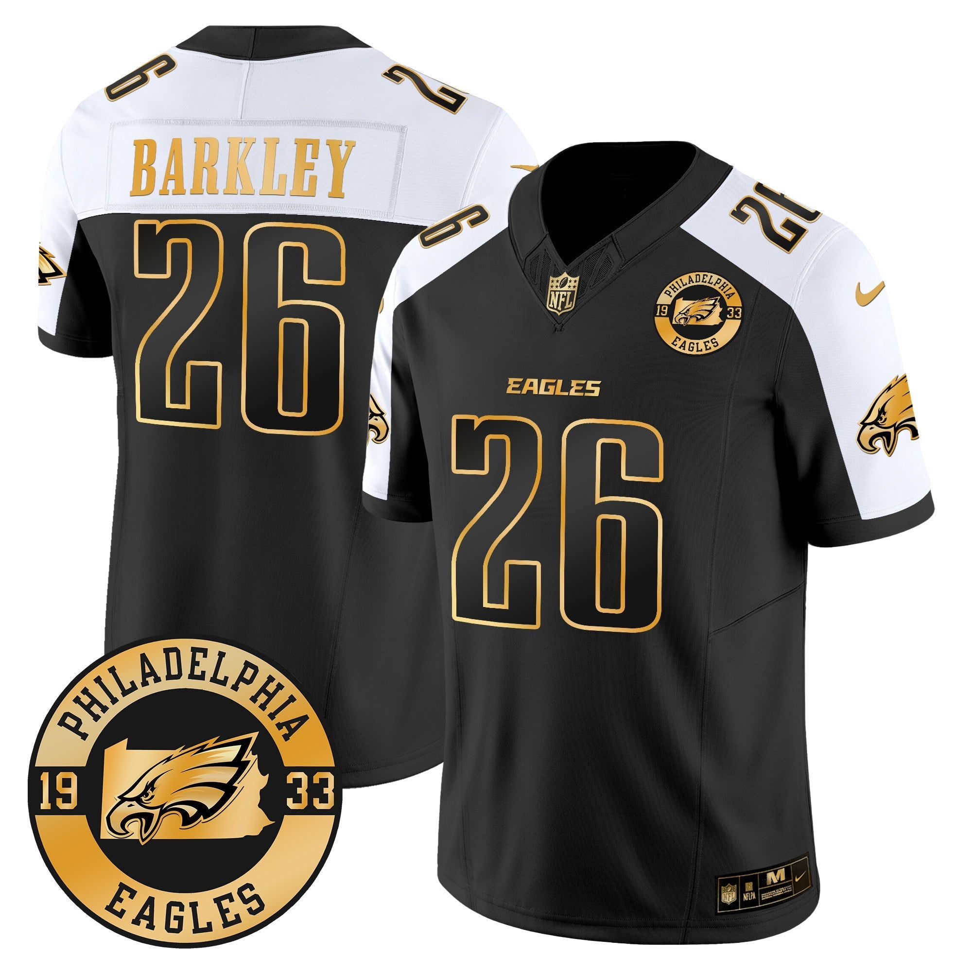 Men's Eagles 2024 Gold Vapor Limited Jersey - Est. 1933 Patch - All Stitched