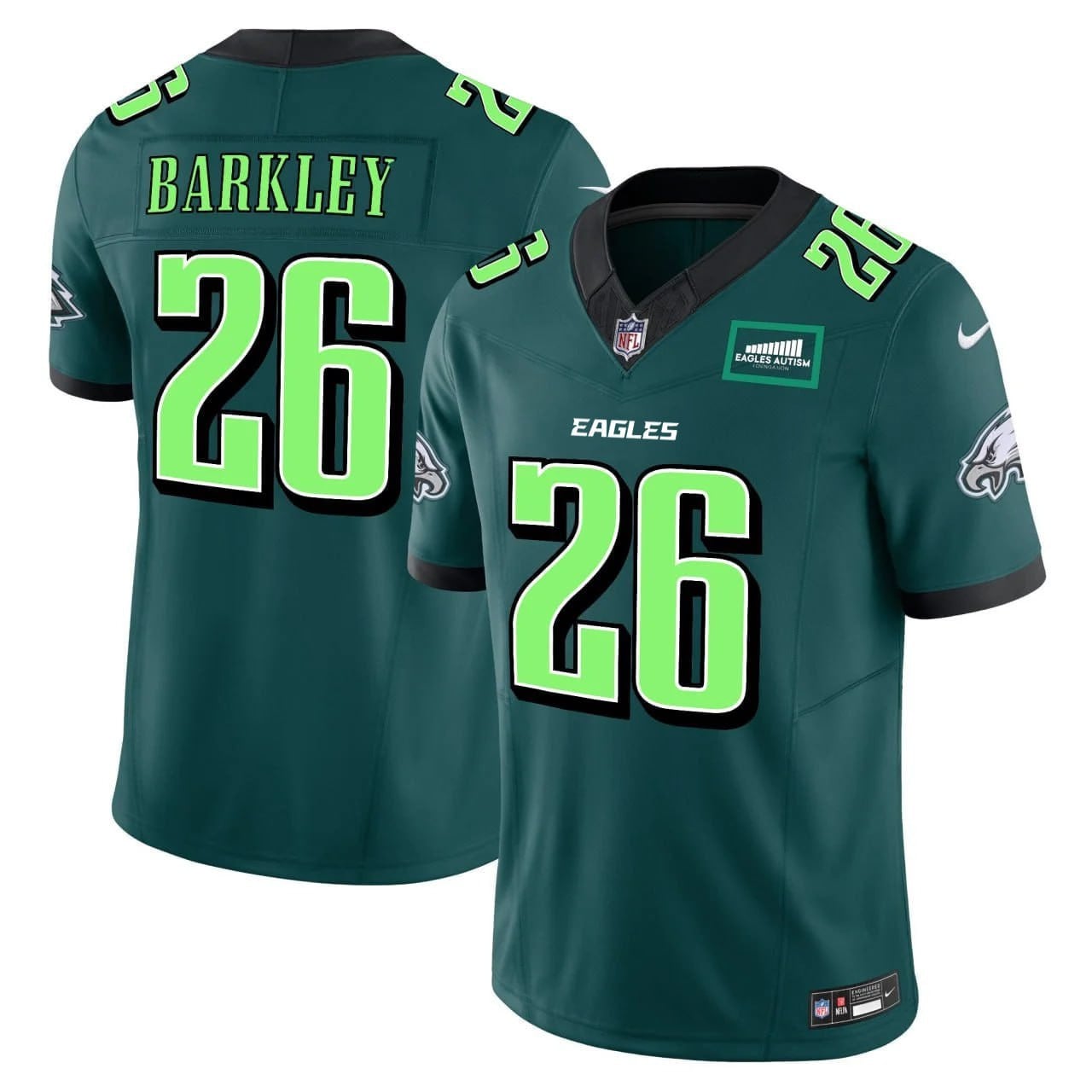 Saquon Barkley Eagles Autism Foundation Patch Jersey - All Stitched