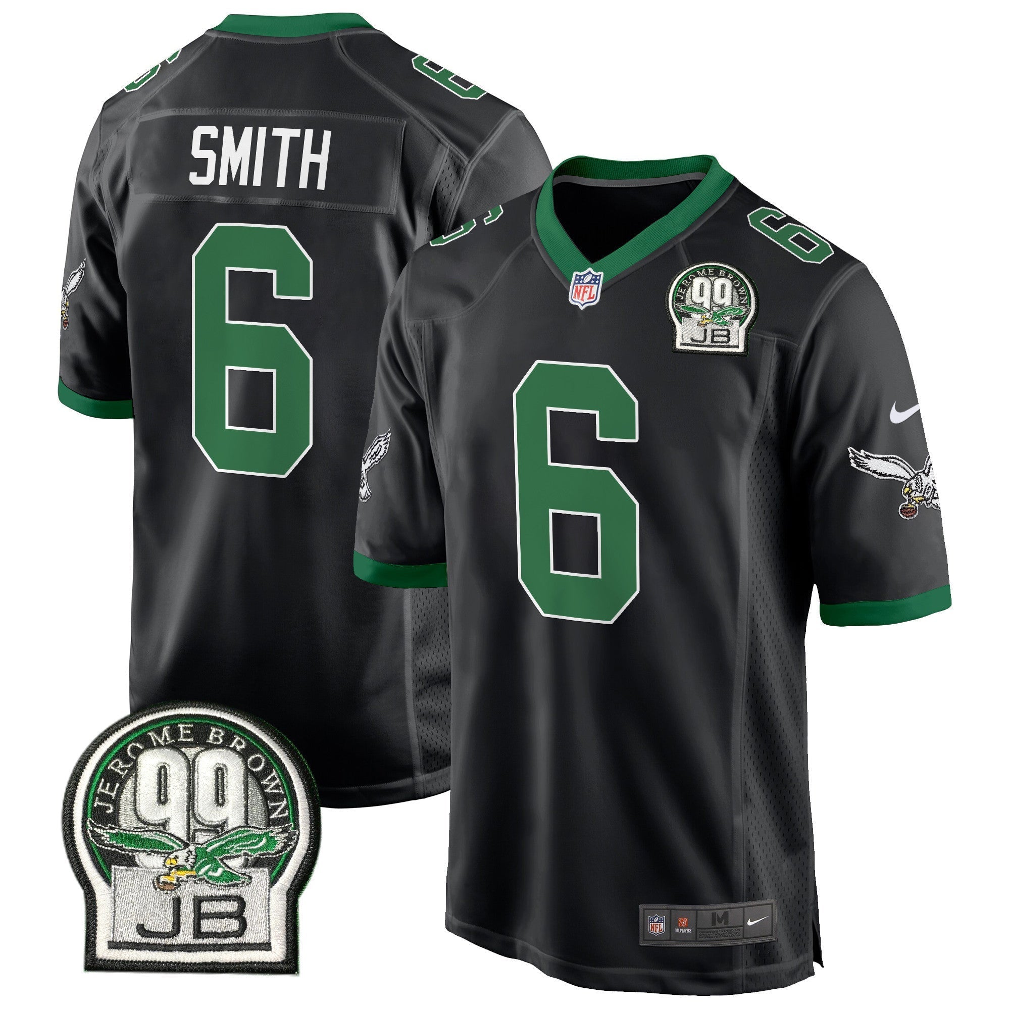 Men's Eagles Jerome Brown Patch Kelly Green Alternate Game Jersey - All Stitched