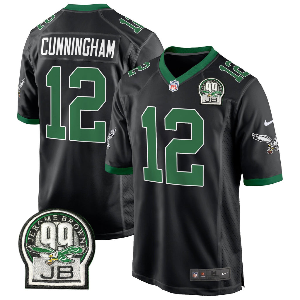 Men's Eagles Jerome Brown Patch Kelly Green Alternate Game Jersey - All Stitched