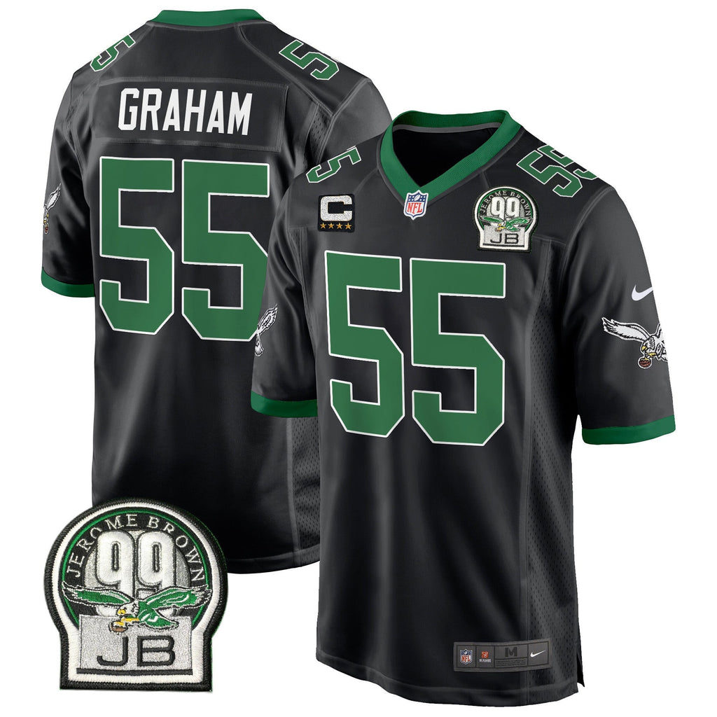Men's Eagles Jerome Brown Patch Kelly Green Alternate Game Jersey - All Stitched