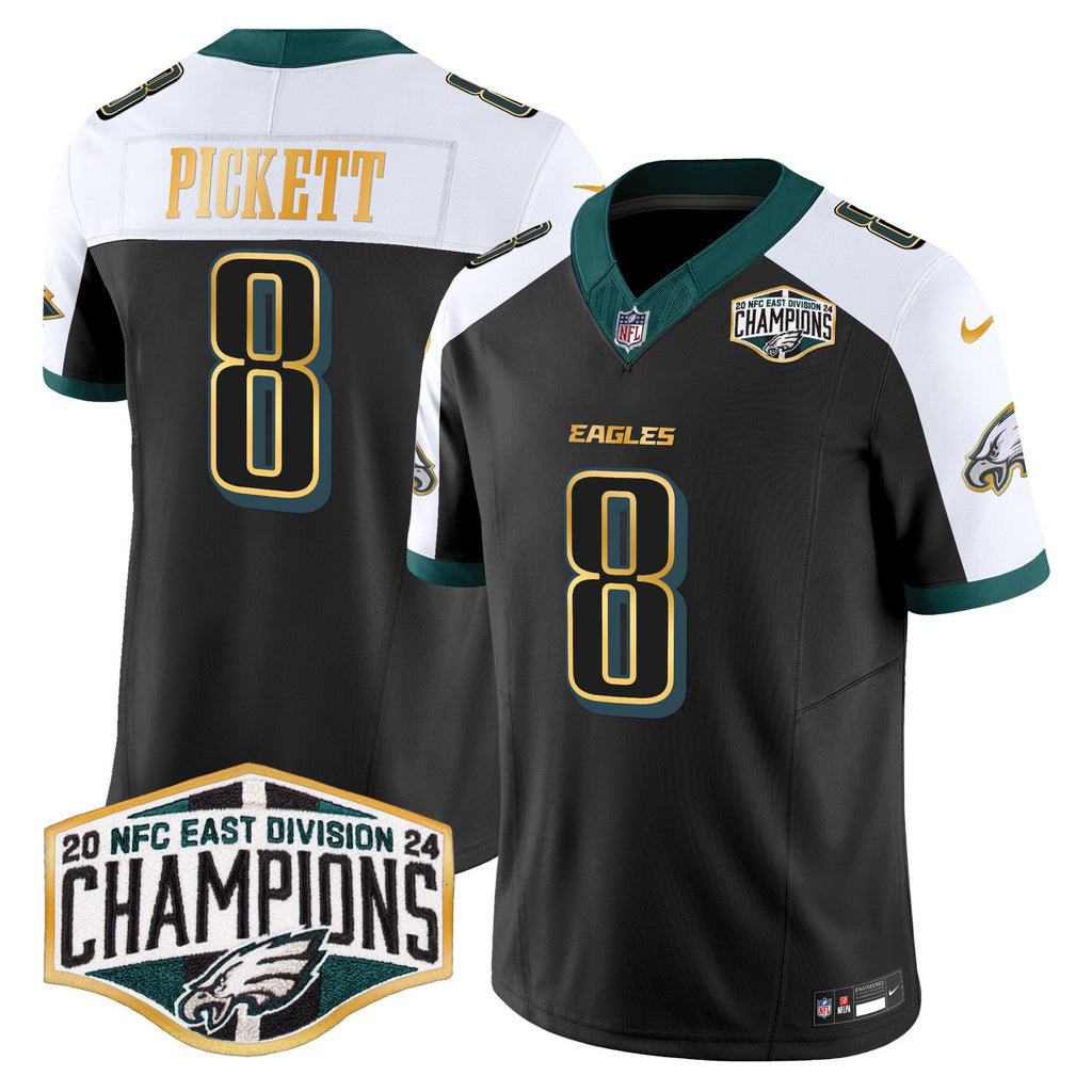 Men's Eagles 2024 NFC East Division Champions Gold Trim Vapor Limited Jersey - All Stitched