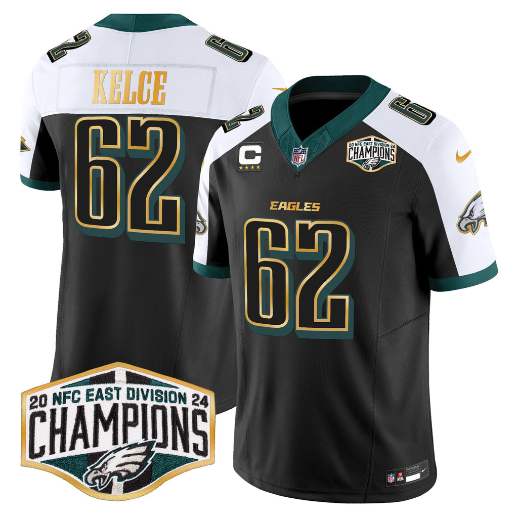 Men's Eagles 2024 NFC East Division Champions Gold Trim Vapor Limited Jersey - All Stitched