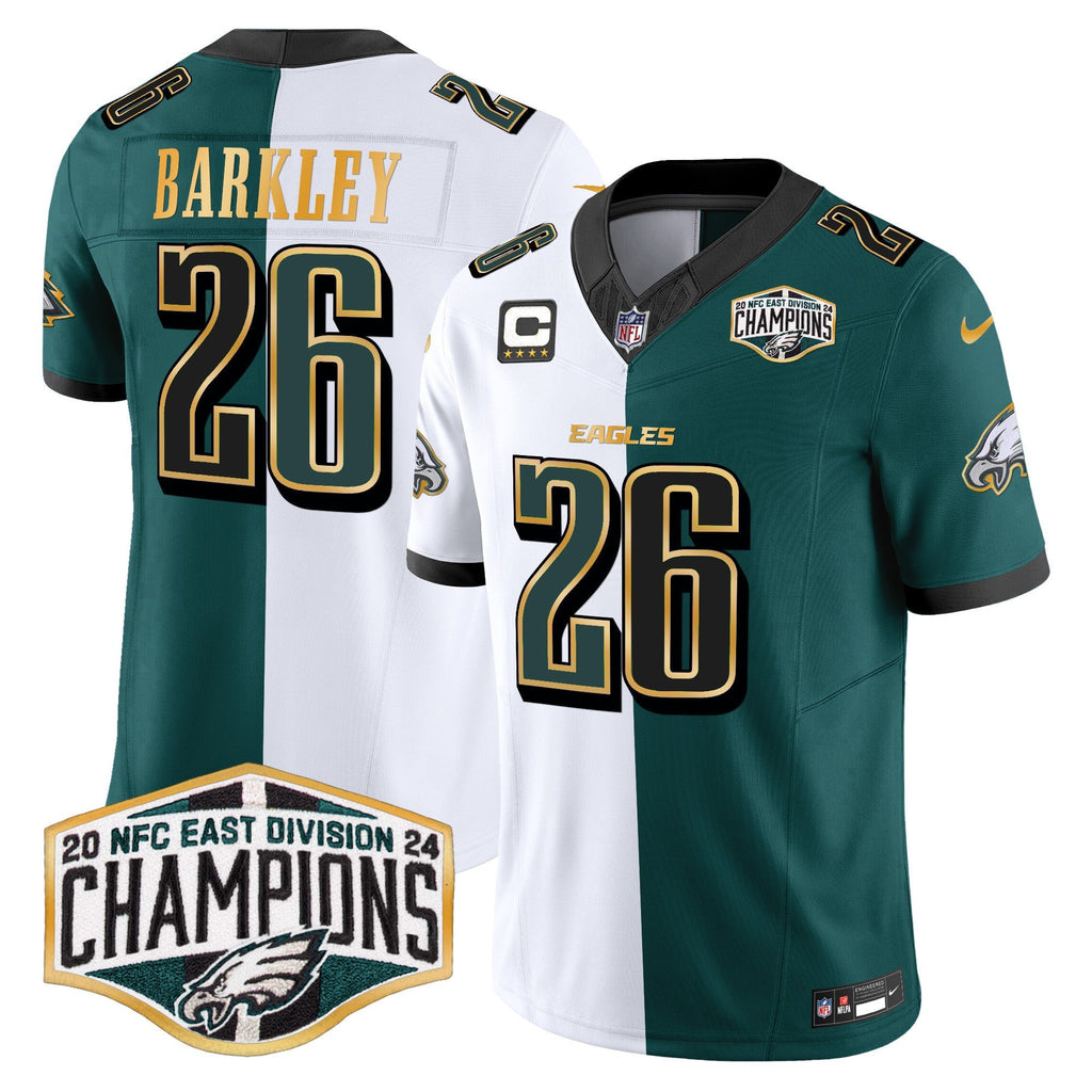 Men's Eagles 2024 NFC East Division Champions Gold Trim Vapor Limited Jersey - All Stitched