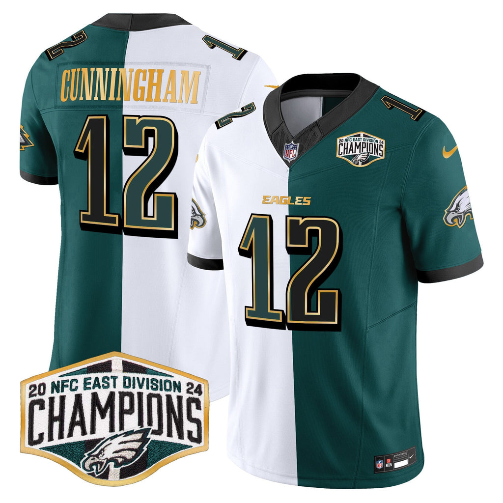Men's Eagles 2024 NFC East Division Champions Gold Trim Vapor Limited Jersey - All Stitched