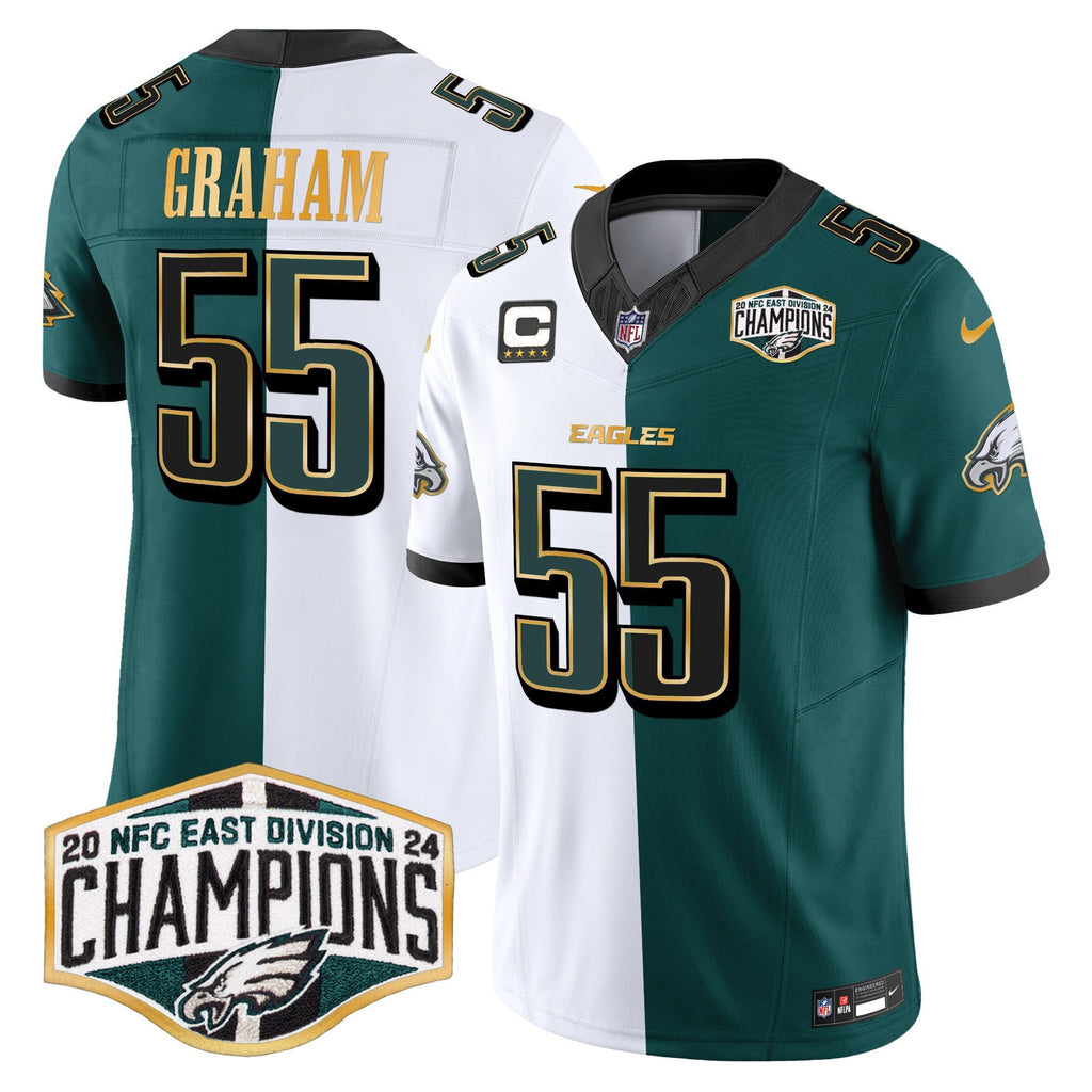 Men's Eagles 2024 NFC East Division Champions Gold Trim Vapor Limited Jersey - All Stitched