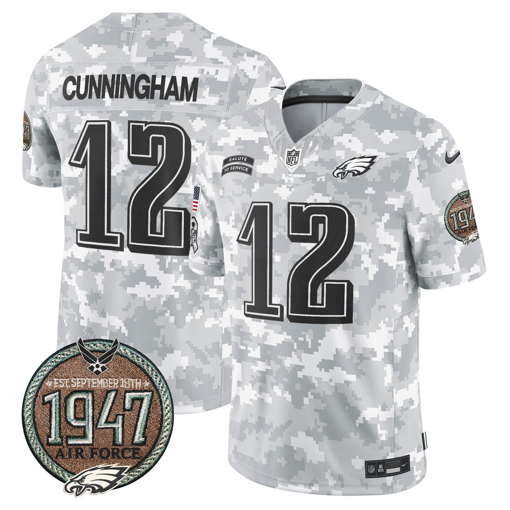 Men's Eagles 2024 Salute to Service Establishment Year Patch Vapor Limited Jersey - All Stitched