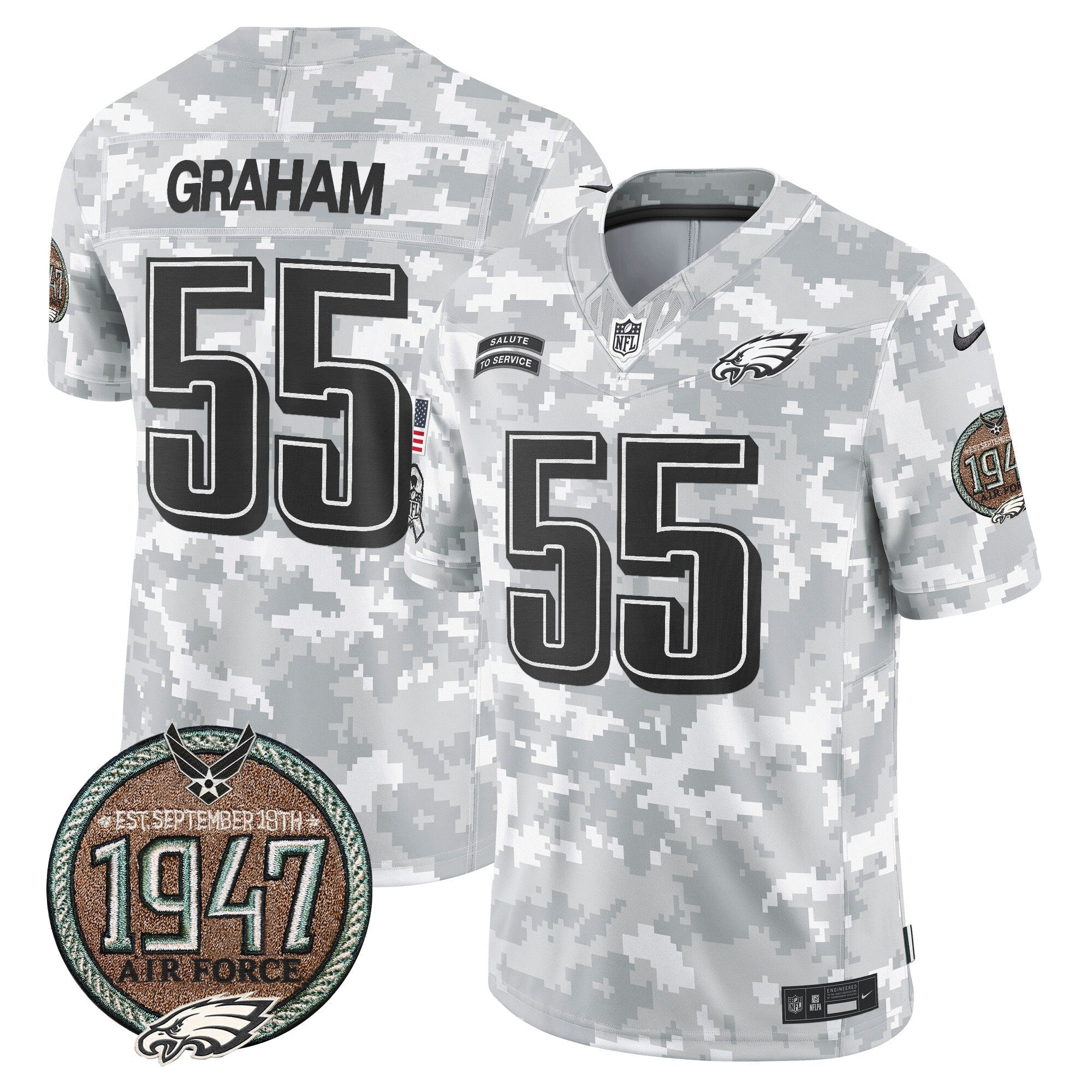 Men's Eagles 2024 Salute to Service Establishment Year Patch Vapor Limited Jersey - All Stitched