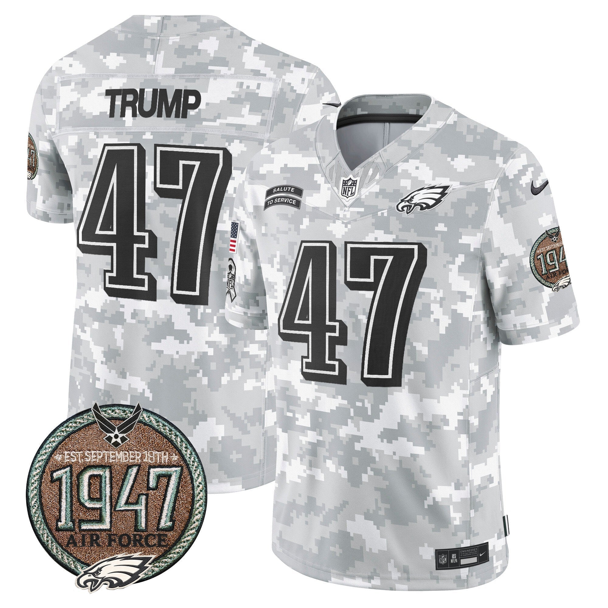 Men's Eagles 2024 Salute to Service Establishment Year Patch Vapor Limited Jersey - All Stitched