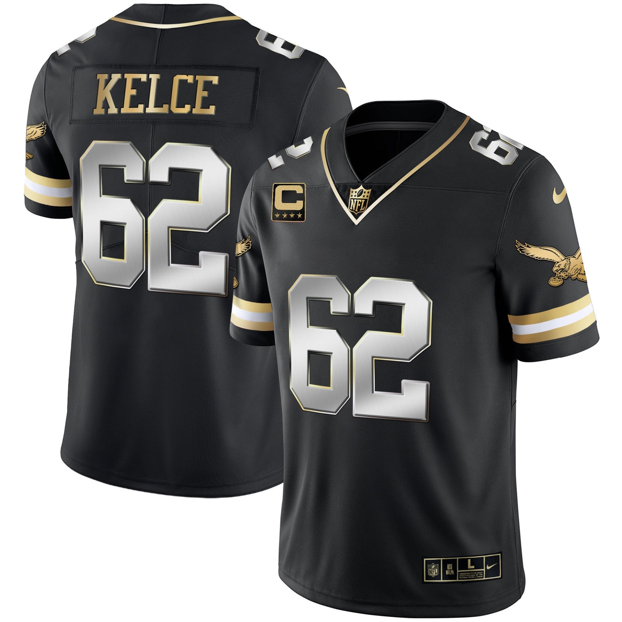 Men's Eagles Gold & Kelly Vapor Throwback Jersey - All Stitched