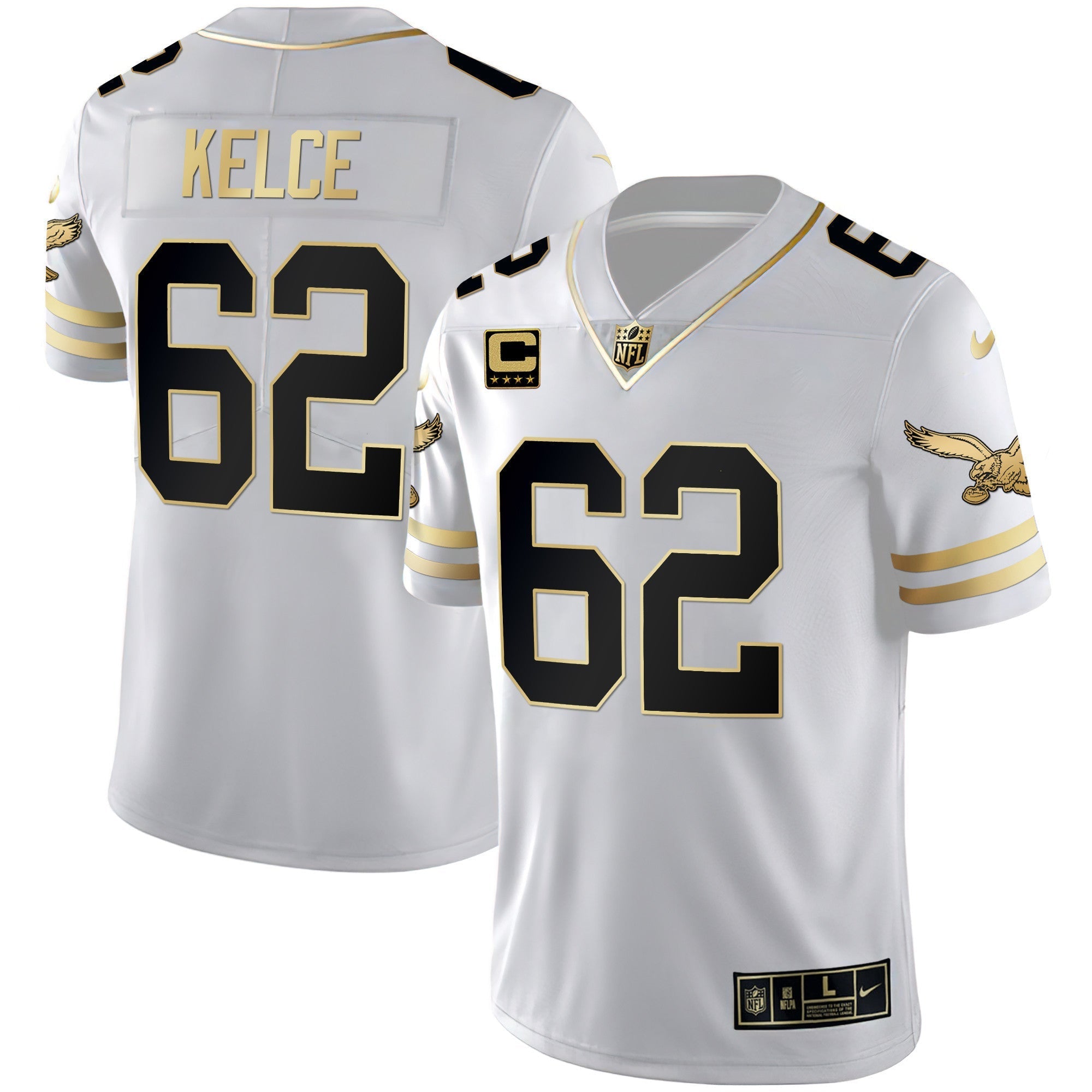 Men's Eagles Gold & Kelly Vapor Throwback Jersey - All Stitched