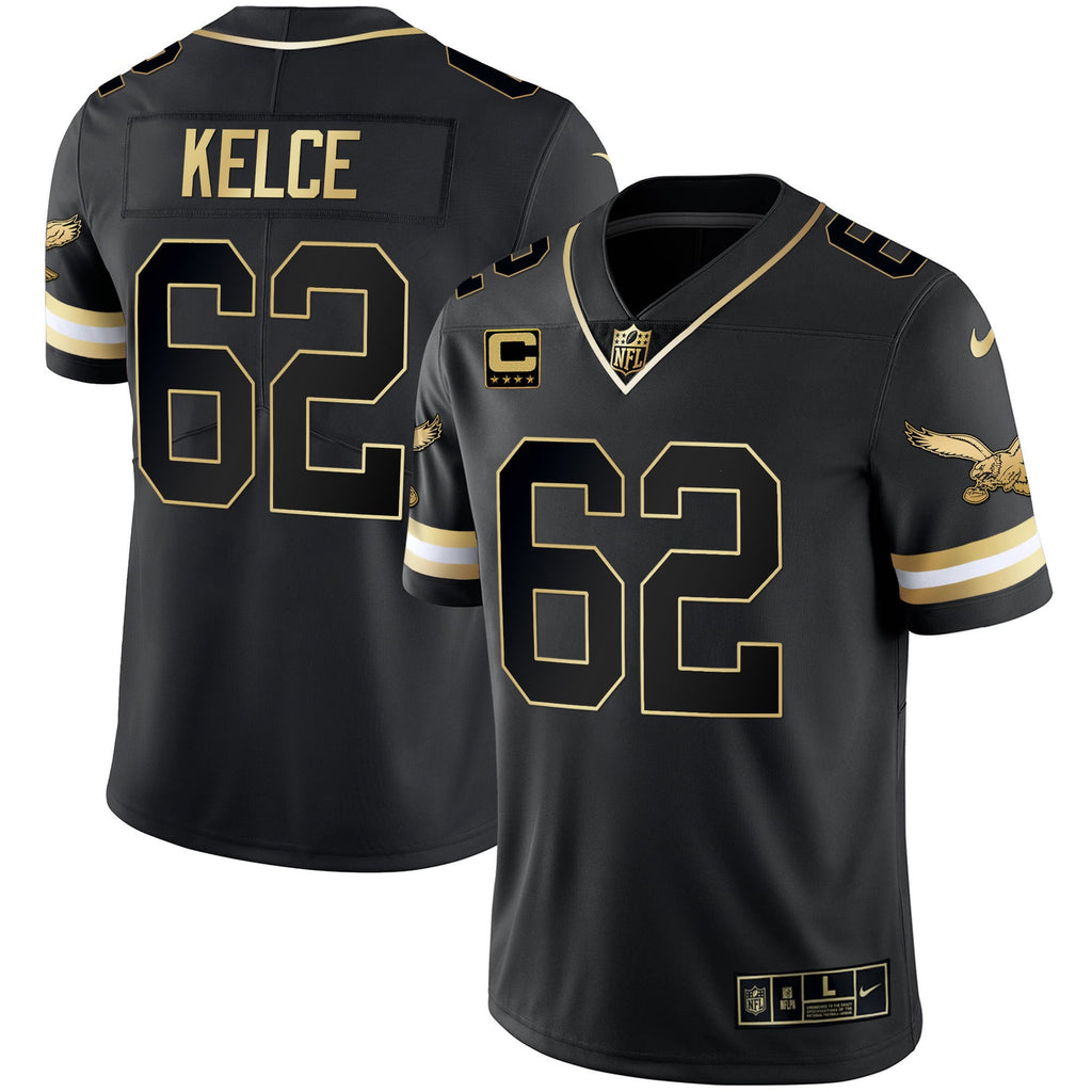 Men's Eagles Gold & Kelly Vapor Throwback Jersey - All Stitched