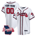 AB Georgia State Patch Custom Jersey - White - Stitched
