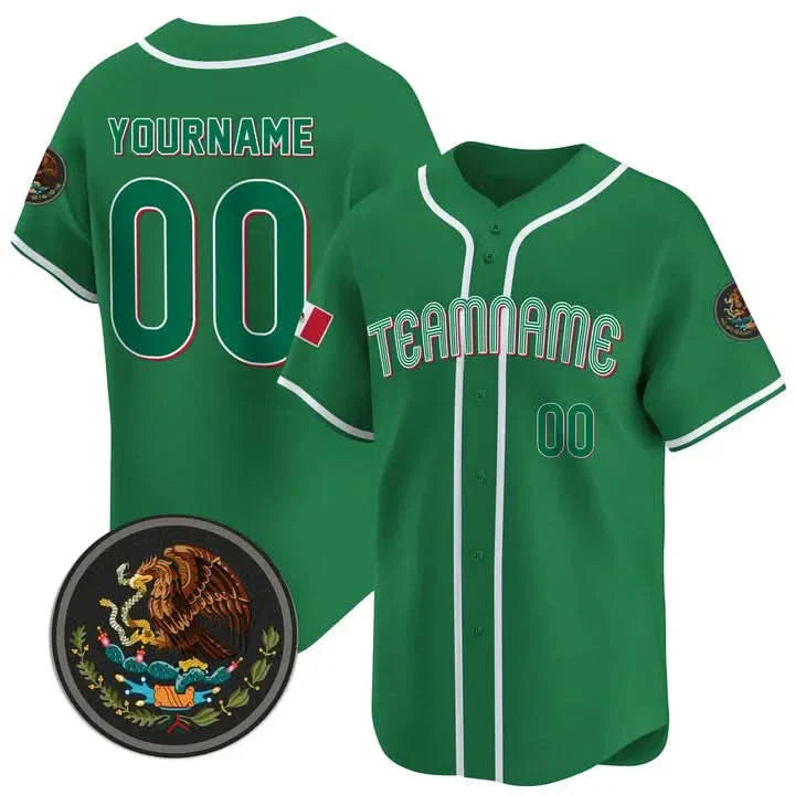 CUSTOM GREEN MEXICO BASEBALL JERSEY - EMBROIDERED