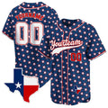 CUSTOM NAVY STAR PATTERN TEXAS MAP BASEBALL JERSEY - PRINTED